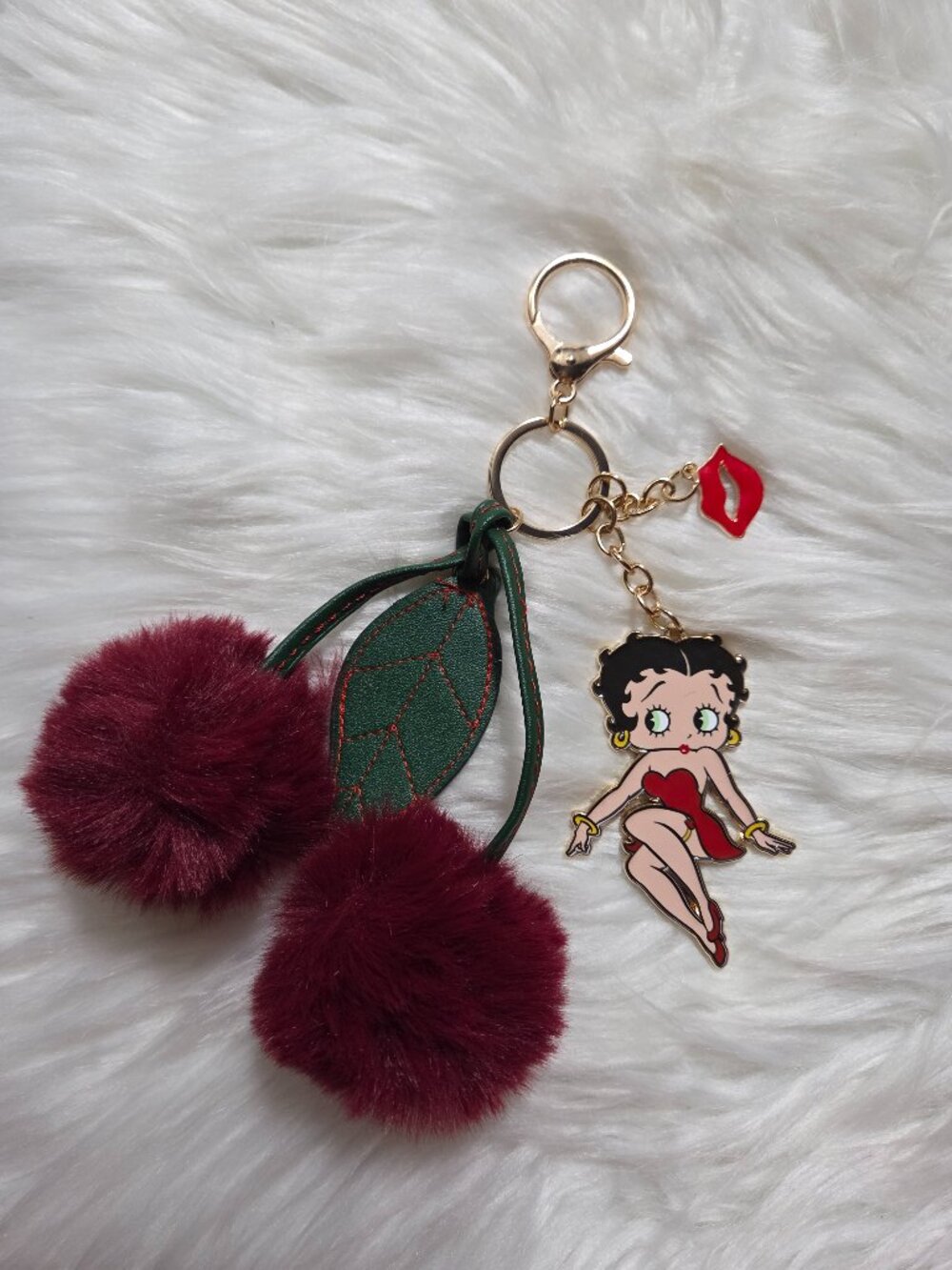 Betty Boop w/ Plush Cherries Keychain